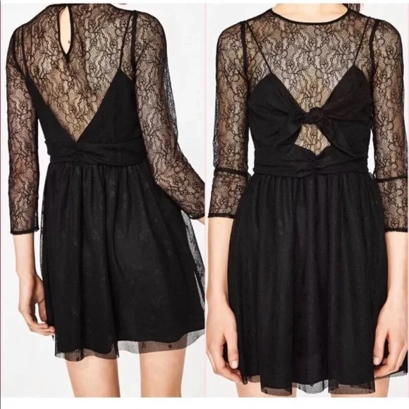 Zara | Dresses | Zara Trafaluc Black Lace Dress Size M | Poshmark